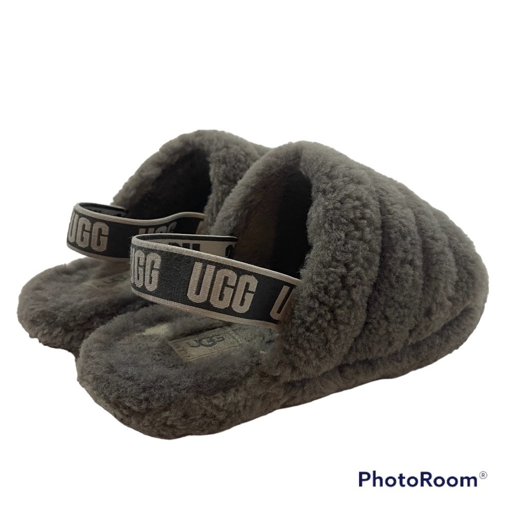UGG 1098494K Fluff Yeah Slide Gray Sheepskin Wool Slippers Gray Size 5 - Picture 2 of 12